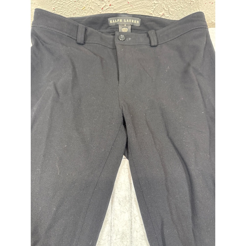 Ralph Lauren Womens Black Stretch Knit Slim Leg Dress‎ Pants Size 4 Mid Rise
